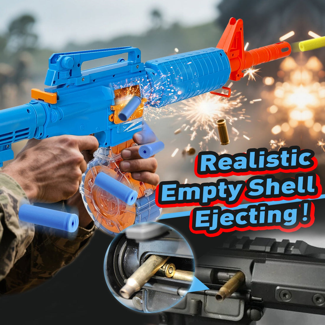 Toy Gun Semi-Automatic with Rechargeable Battery, 22-Round Magazine, Shell Ejection Feature, Quick Loader, and High-Speed Accuracy 5