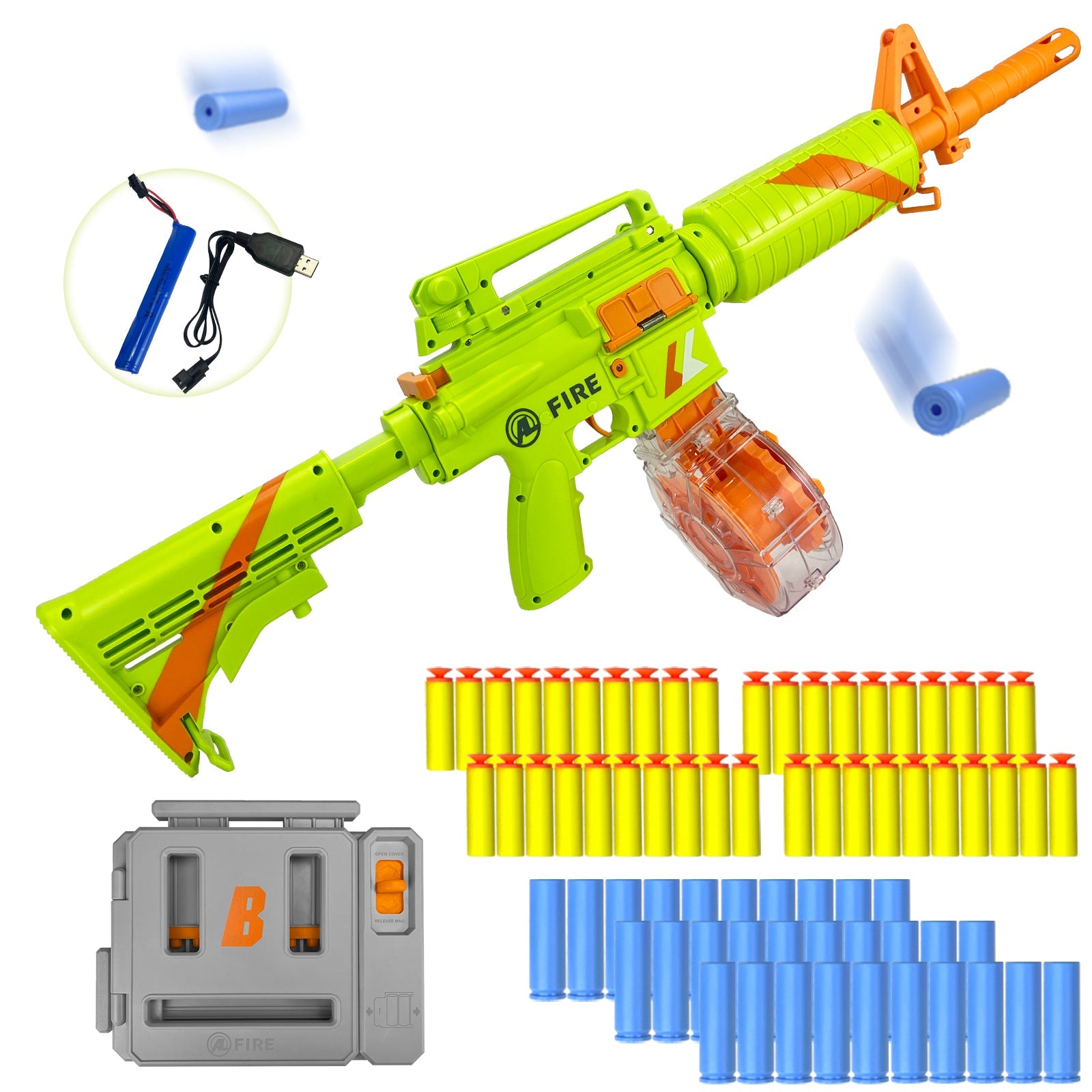 Toy Gun Semi-Automatic with Rechargeable Battery, 22-Round Magazine, Shell Ejection Feature, Quick Loader, and High-Speed Accuracy 10