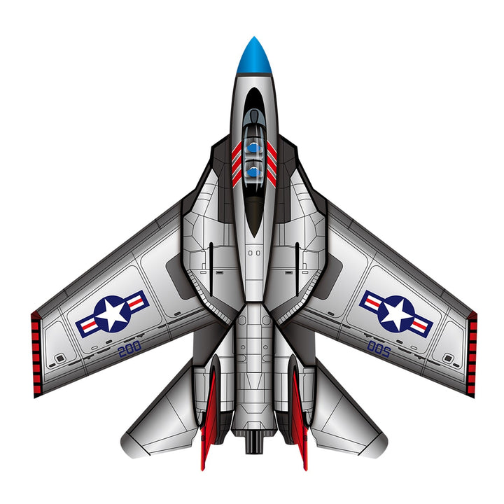 Kite - SuperSized Fighter Jet Nylon Kite w/ 3D Cockpit, 57 Inches Wide