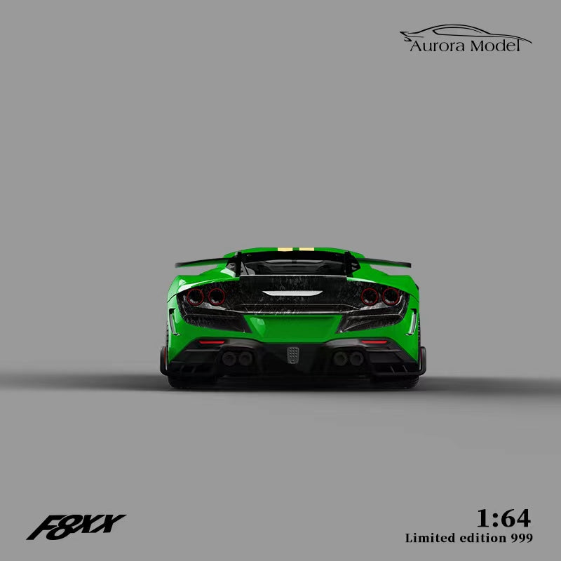 Ferrari F8 Tributo Mansory F8XX 1:64 Scale Diecast Model by Aurora Model Rear View in Green