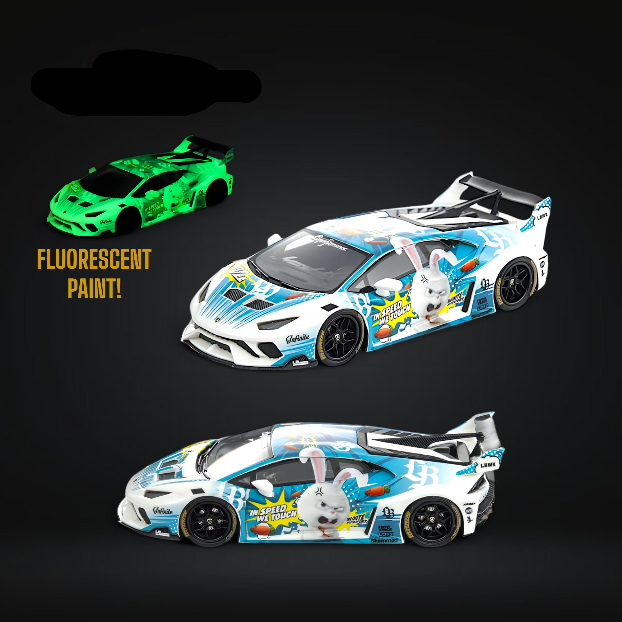 Lamborghini Huracan GT LP610 LB Blue White Rabbit Luminous 1:64 by Flame