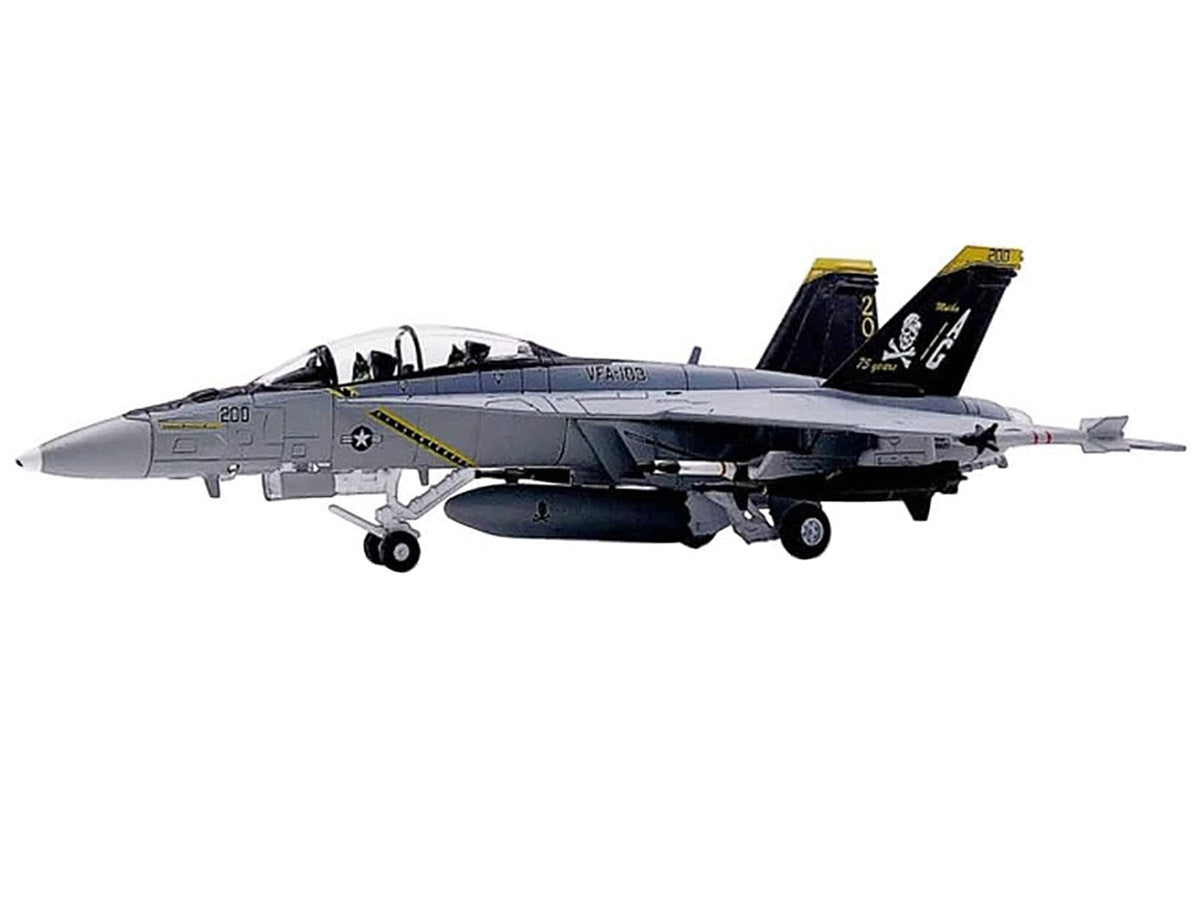 Boeing F/A-18F Super Hornet Fighter Aircraft "VFA-103 Jolly Rogers 75th Anniversary" (2018) United States Navy 1/100 Diecast Model Airplane-2
