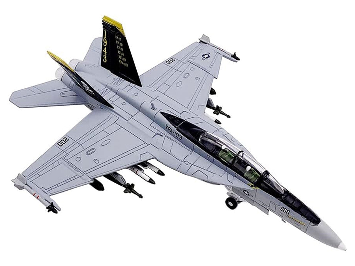 Boeing F/A-18F Super Hornet Fighter Aircraft "VFA-103 Jolly Rogers 75th Anniversary" (2018) United States Navy 1/100 Diecast Model Airplane-1