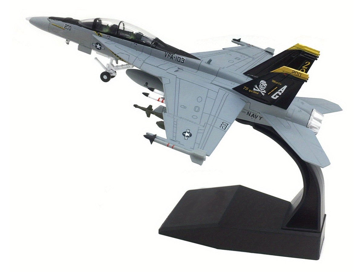 Boeing F/A-18F Super Hornet Fighter Aircraft "VFA-103 Jolly Rogers 75th Anniversary" (2018) United States Navy 1/100 Diecast Model Airplane-4