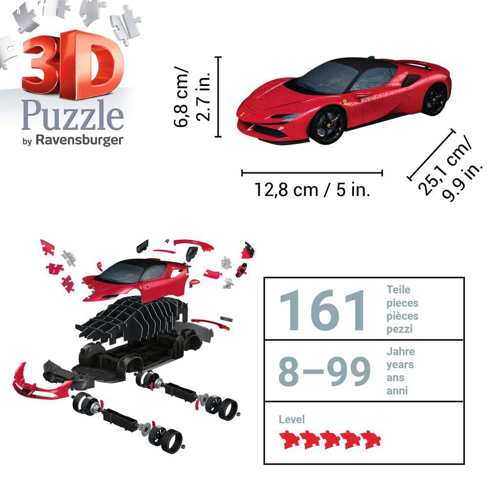 Ferrari SF90 Stradale Red 161 Piece 3D Jigsaw Puzzle Ravensburger 4
