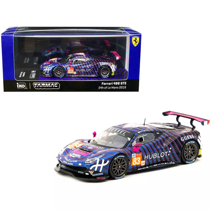 Ferrari 488 GTE 24h of Le Mans 2019 Frey / Gatting / Gostner #83 1:64 Scale Diecast Model by Tarmac Works Packaging View