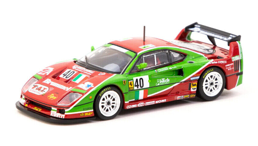 Ferrari F40 24 Hour of Le Mans 1995 1:64 Diecast Scale by Tarmac Works Front and Side View