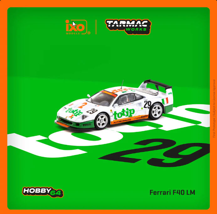 Ferrari F40 LM 24h of Le Mans 1994 TOTIP #29 T64-075-94LM29 1:64 Scale Diecast Model by Tarmac Works