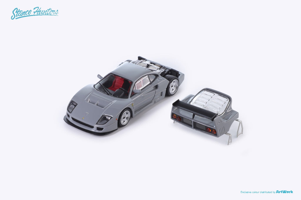 Ferrari F40 LM Chalk Grey Luxury Box 1:64 Scale Diecast Model by