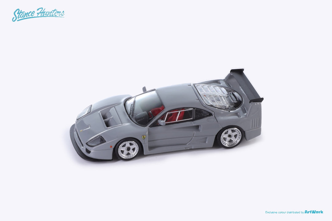 Ferrari F40 LM Grey 1:64 Scale Diecast Model by Stance Hunters Top View