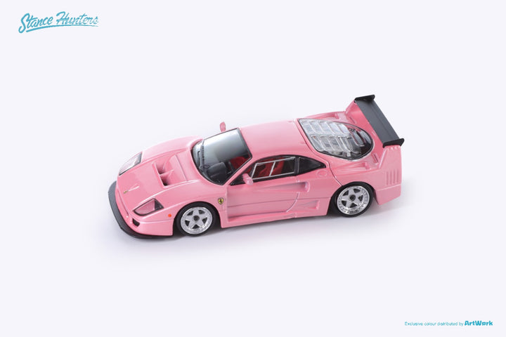 Ferrari F40 LM in Pink 1:64 Scale Diecast Model by Stance Hunters Top View