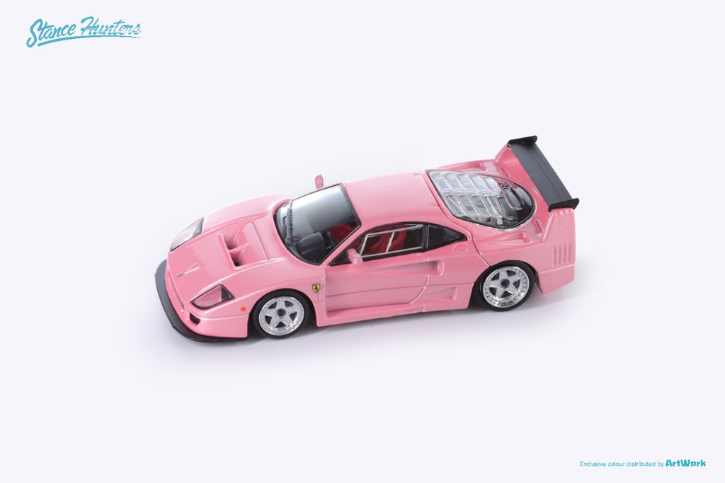 F40 GTE 1995 ピンク　1/64 ミニカー FerrariF40LM_StanceHuntersSH_P