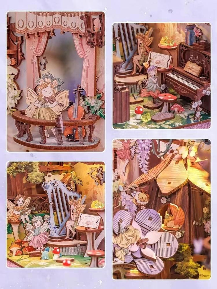 Book Nook Wizardi Miniature - Flower Forest Concert Roombox Kit-4