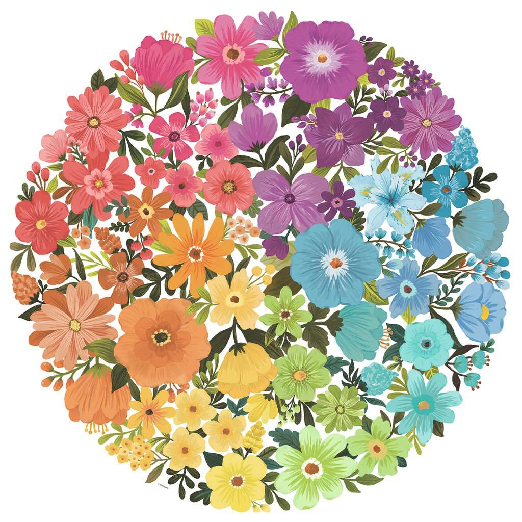 Flowers "Circle of Colors" 500 Piece Round Jigsaw Puzzle Ravensburger 2