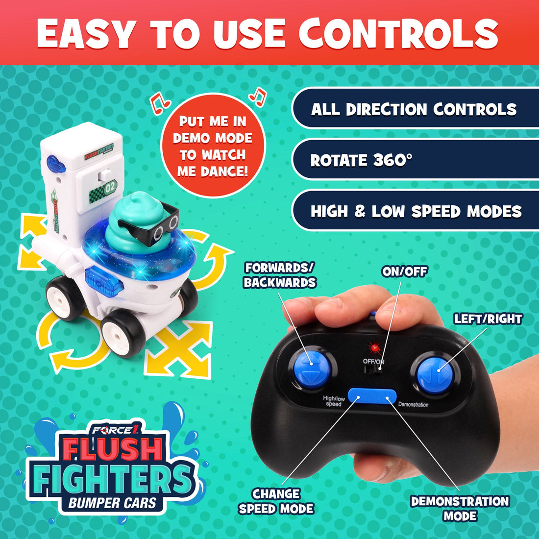 Force1 Flush Fighters Remote Control (RC) Bumper Cars 2pk 4