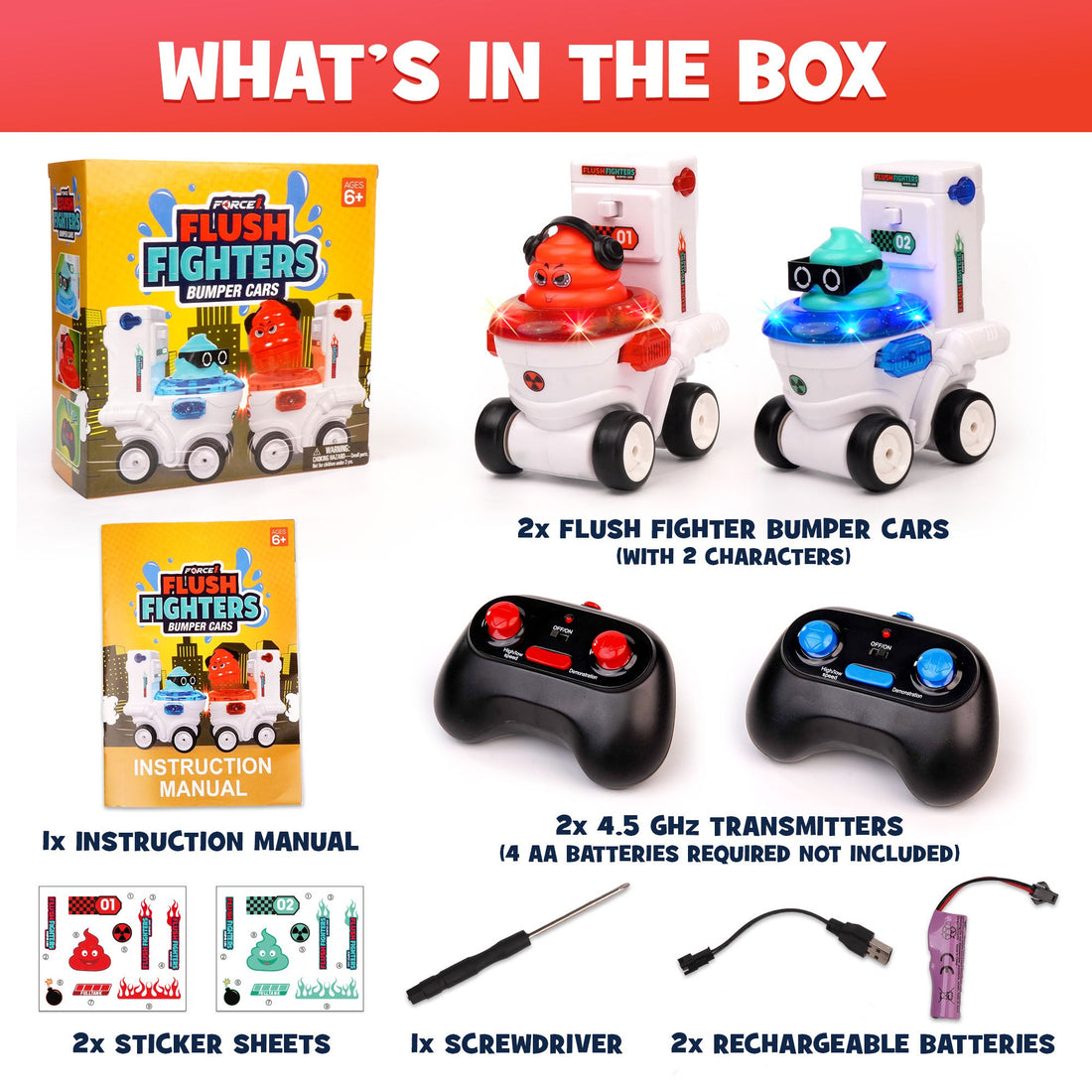 Force1 Flush Fighters Remote Control (RC) Bumper Cars 2pk 5