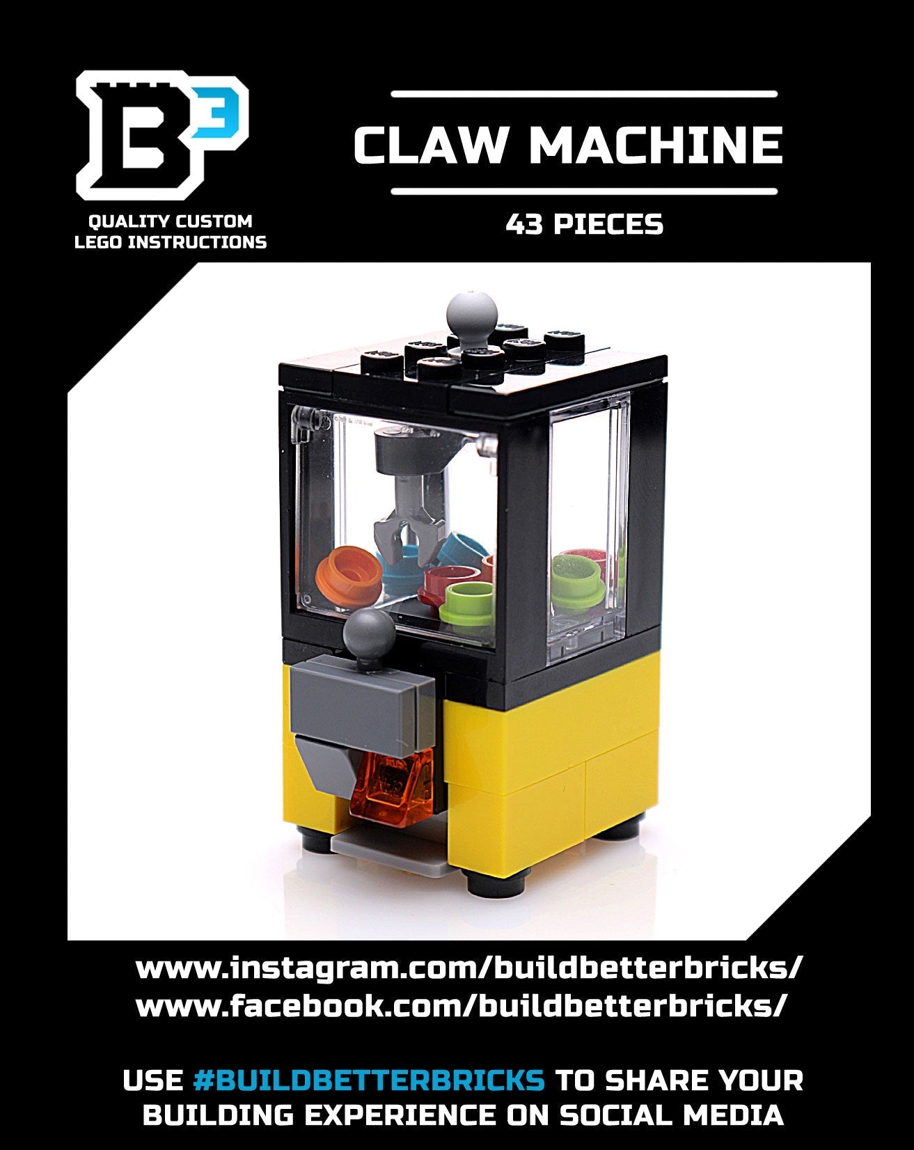 Minifig-Scale Arcade Claw Machine Building Set made from LEGO parts 3