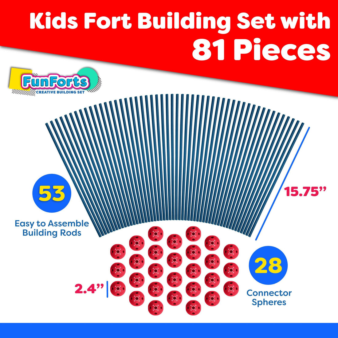 Fun Forts Kids Tent Version 2 - Power Your Fun 81pc 4