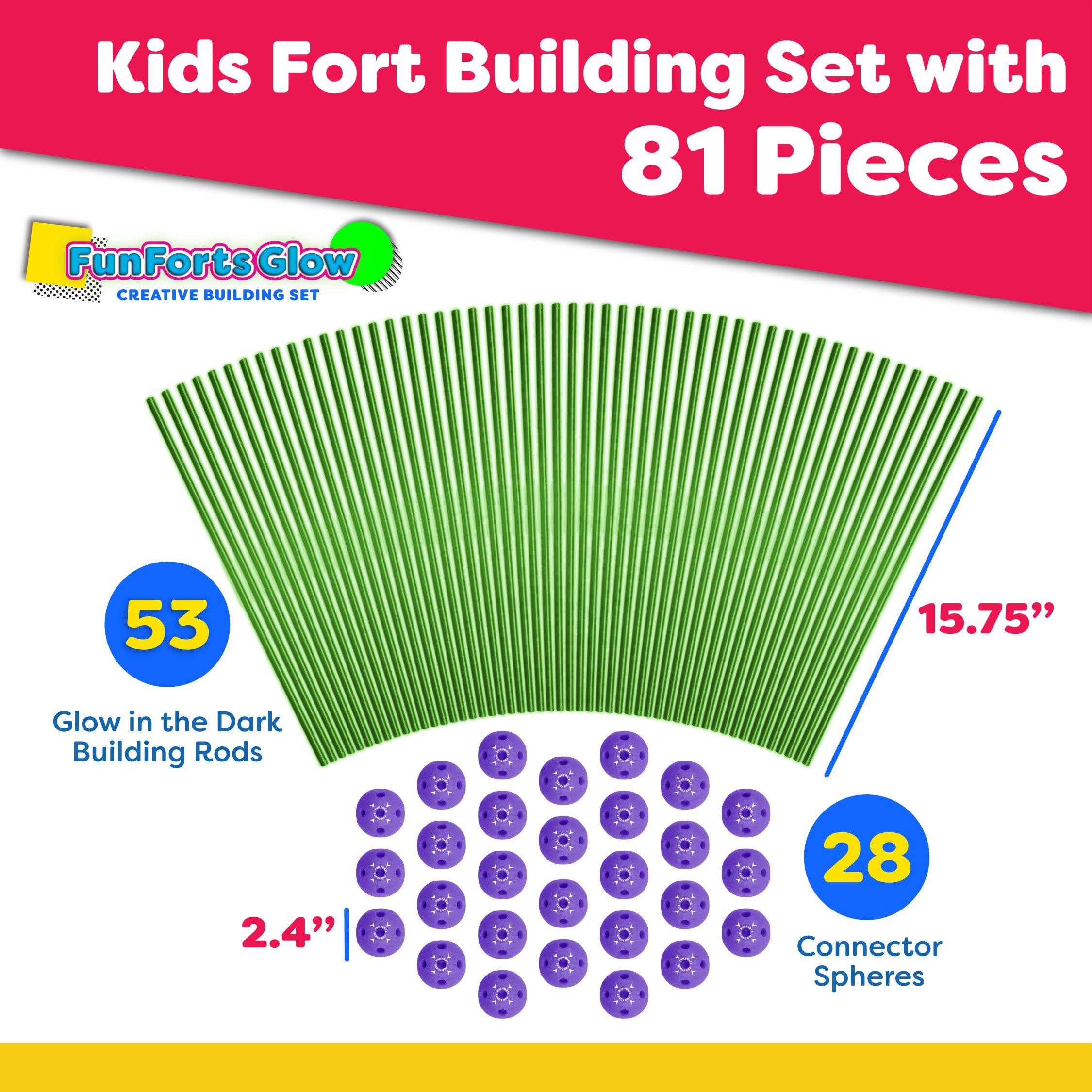 Fun Forts Glow Fort Building Kit - Power Your Fun 81pc 