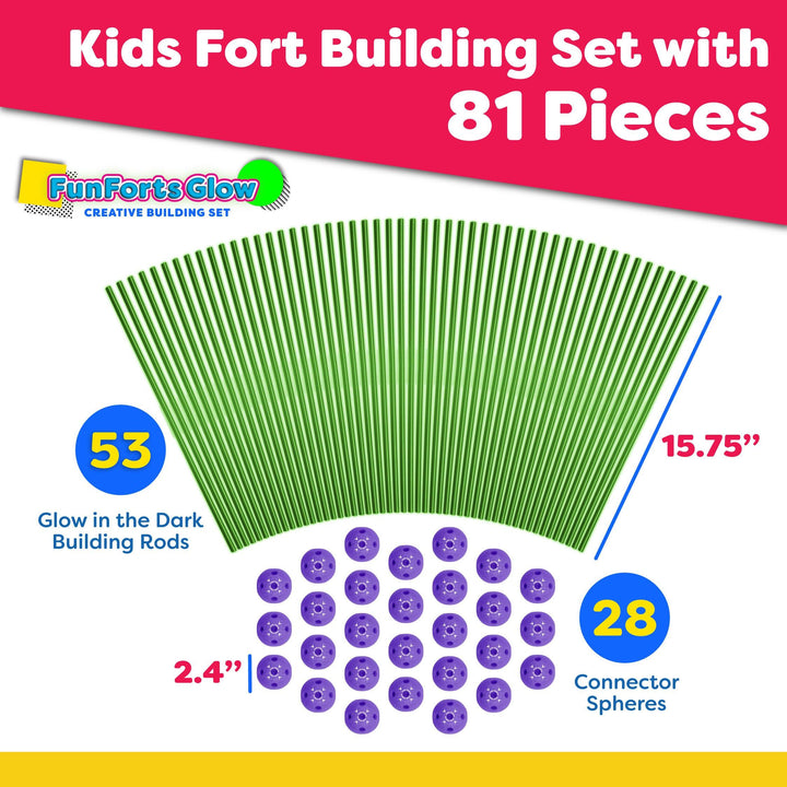 Fun Forts Glow Fort Building Kit - Power Your Fun 81pc 