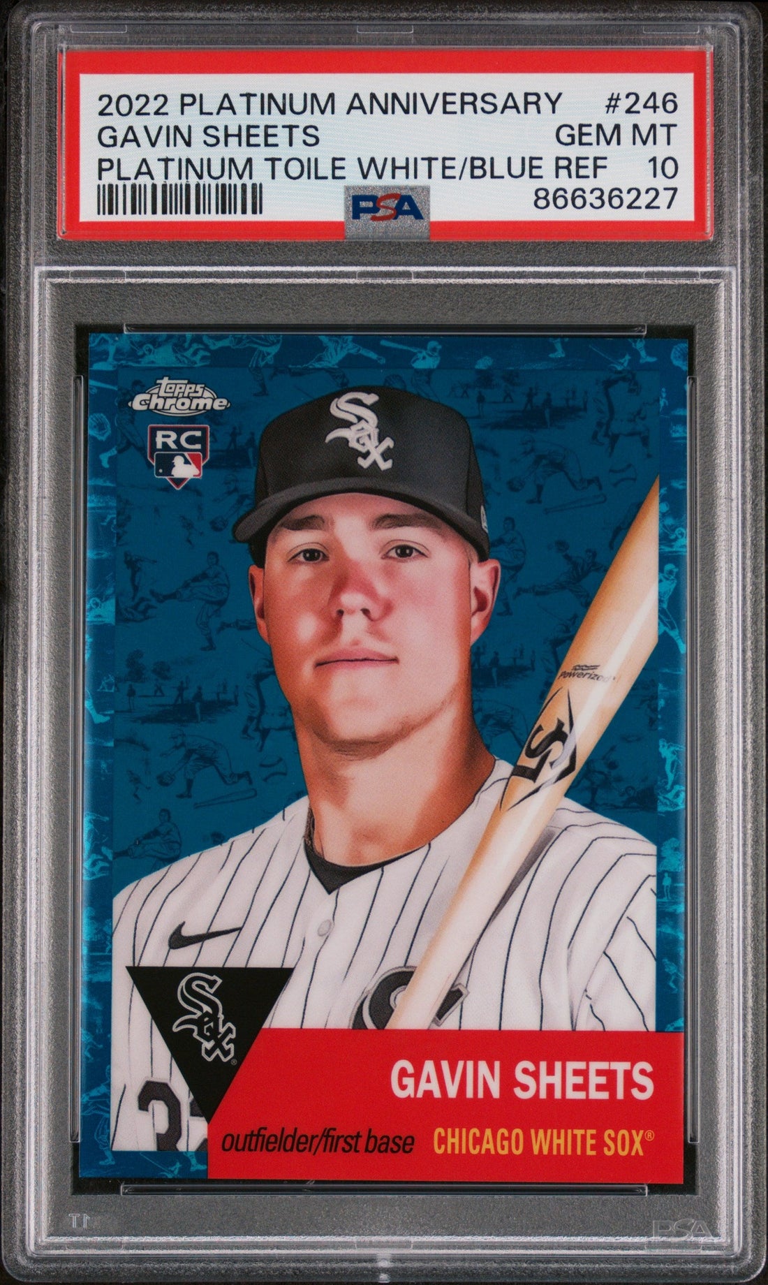 2022 TOPPS CHROME PLATINUM GAVIN SHEETS PLATINUM TOILE #246 PSA 10