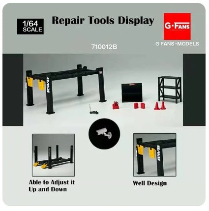 Repair Tools Display Kit in Black 1:64 Scale by G-Fans 710012B