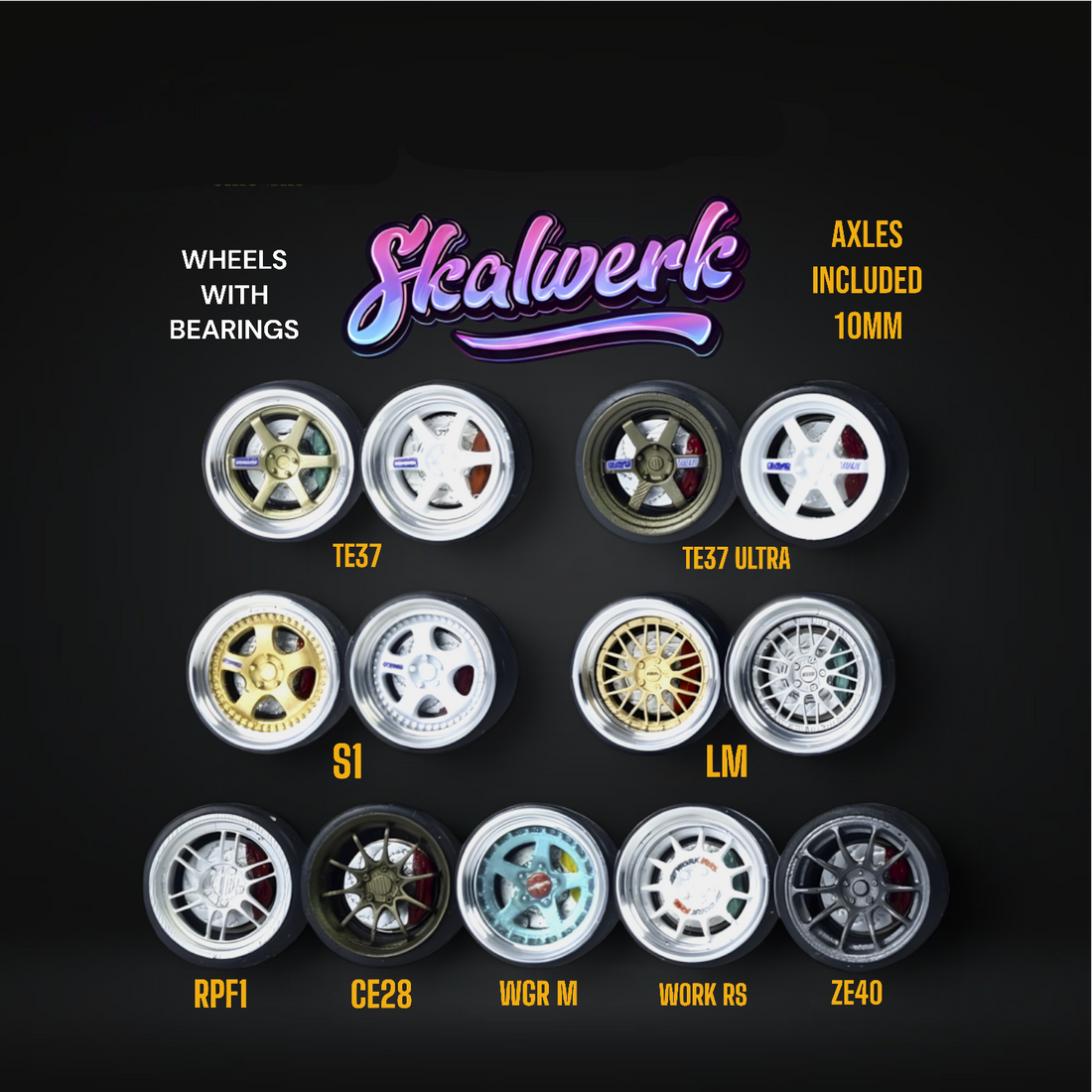 SKALWERK Wheels 1:64 10mm High Quality Wheels With Bearing System GROUP 1