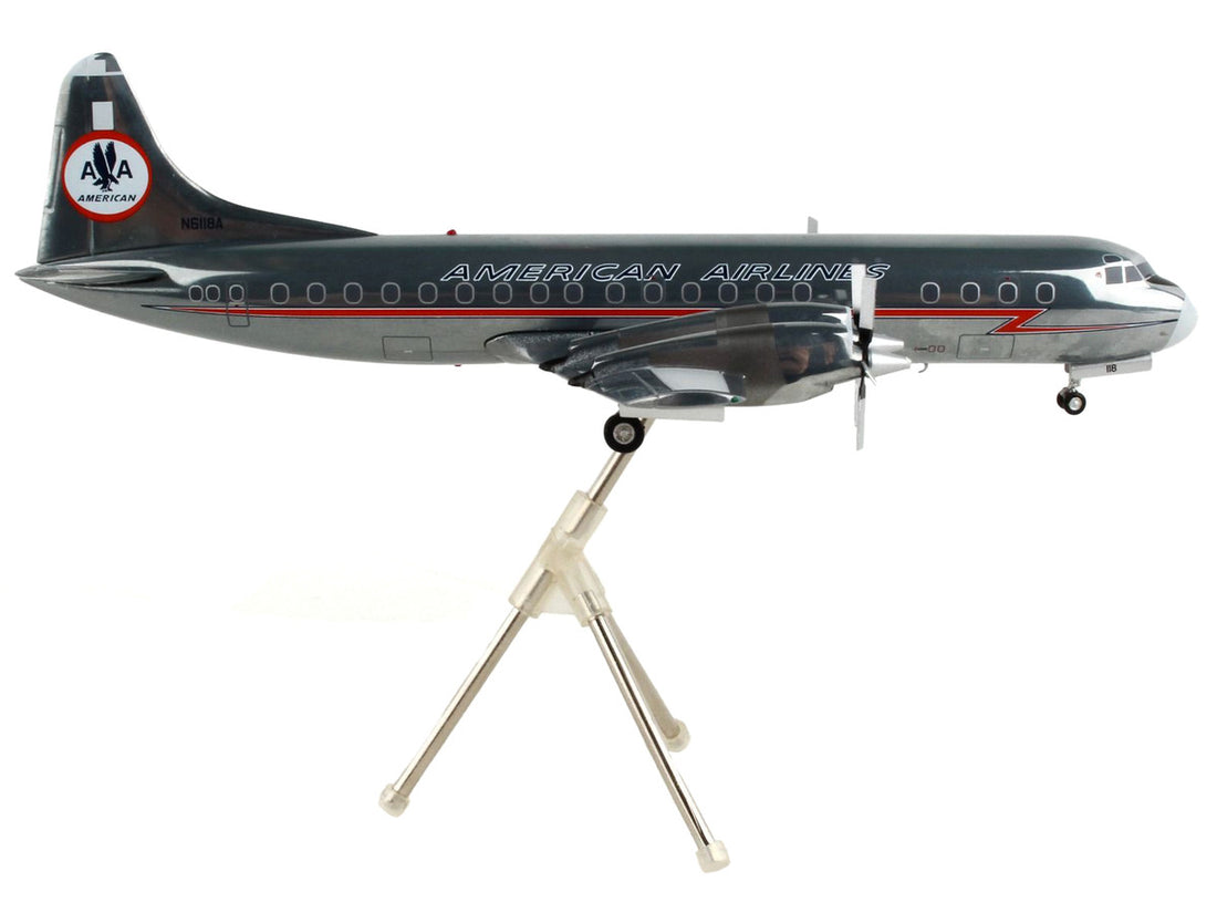 Lockheed L-188A Electra Astrojet Commercial Aircraft "American Airlines" Silver "Gemini 200" Series 1/200 Diecast Model Airplane by GeminiJets-1