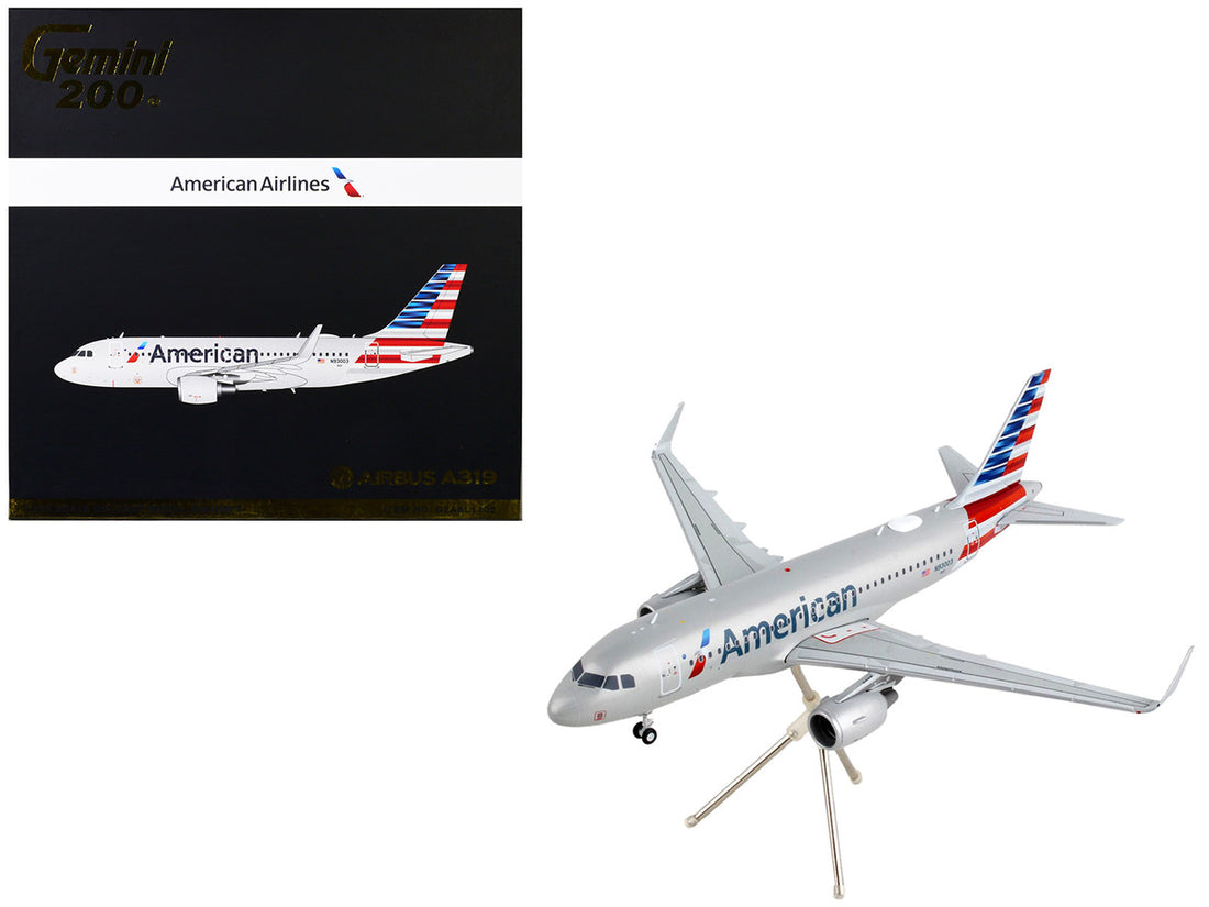 Airbus A319 Commercial Aircraft "American Airlines" Silver "Gemini 200" Series 1/200 Diecast Model Airplane by GeminiJets-0