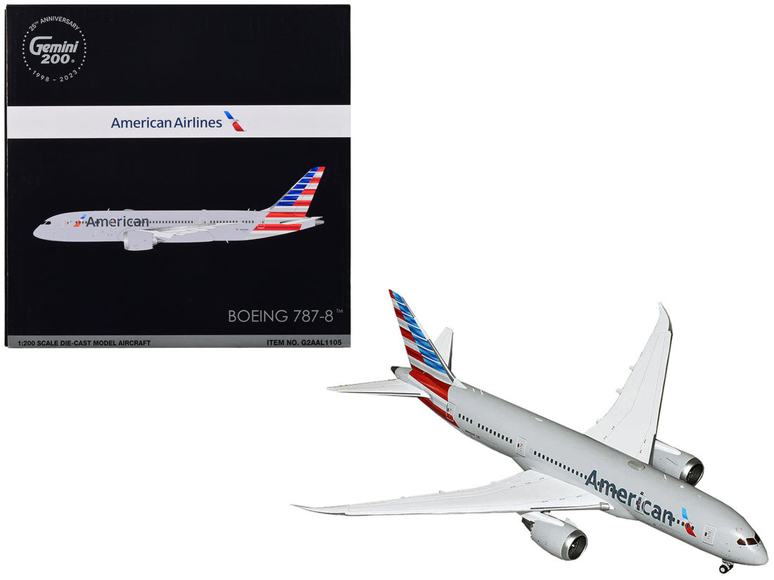 Boeing 787-8 Commercial Aircraft "American Airlines" Gray with Tail Stripes "Gemini 200" Series 1/200 Diecast Model Airplane by GeminiJets-0