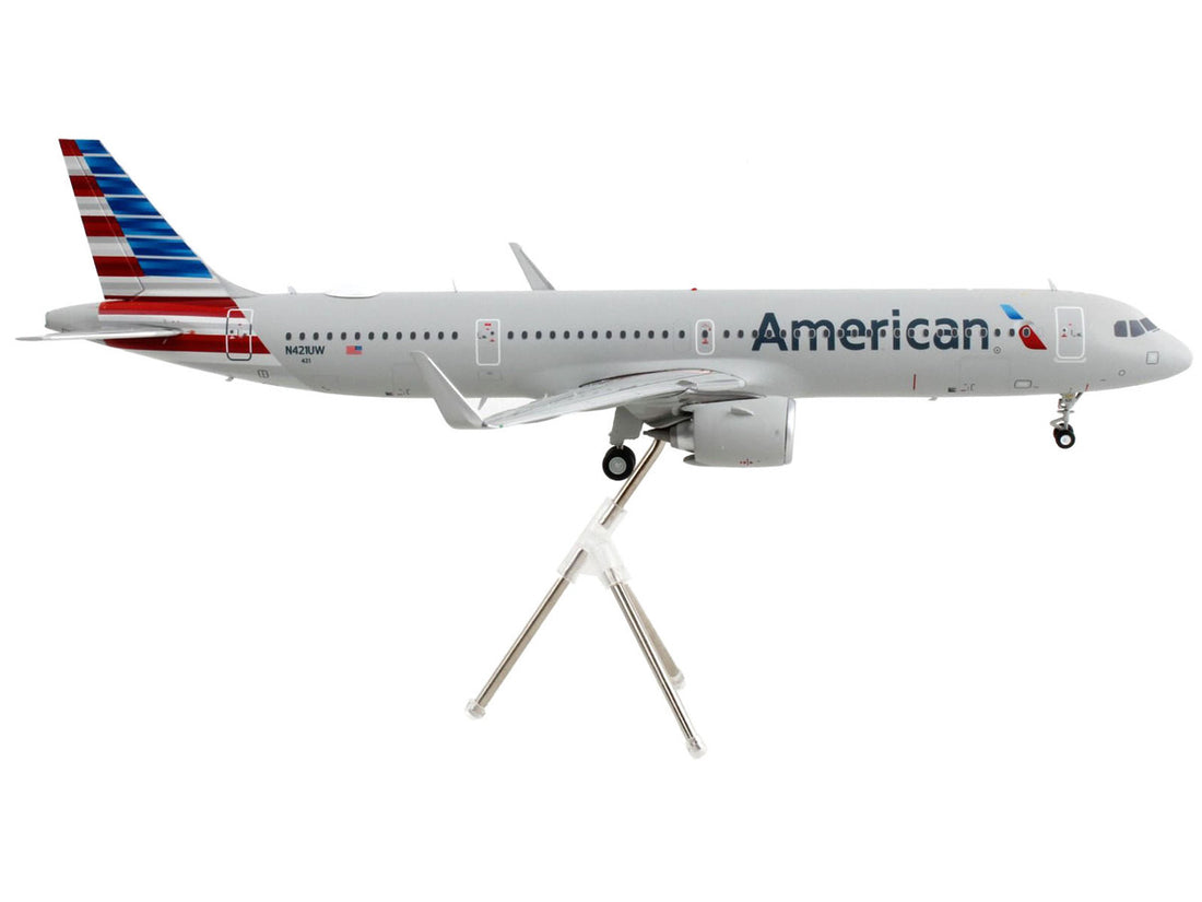 Airbus A321neo Commercial Aircraft "American Airlines" Silver with Striped Tail "Gemini 200" Series 1/200 Diecast Model Airplane by GeminiJets-1