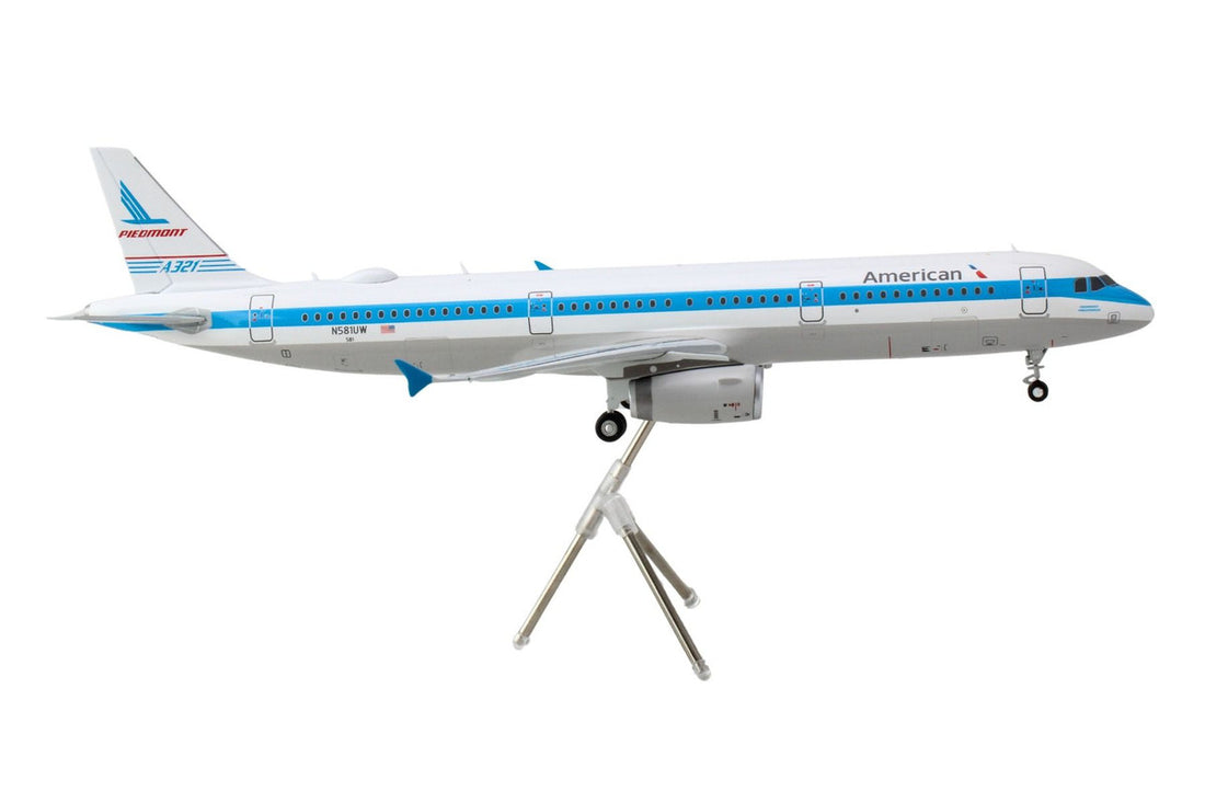 Airbus A321 Commercial Aircraft "American Airlines - Piedmont" (N581UW) White with Blue Stripes "Gemini 200" Series 1/200 Diecast Model Airplane by GeminiJets-2