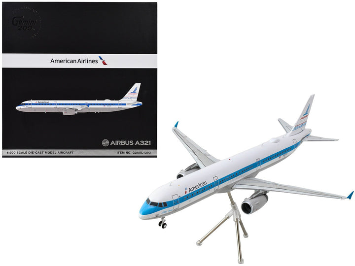 Airbus A321 Commercial Aircraft "American Airlines - Piedmont" (N581UW) White with Blue Stripes "Gemini 200" Series 1/200 Diecast Model Airplane by GeminiJets-0