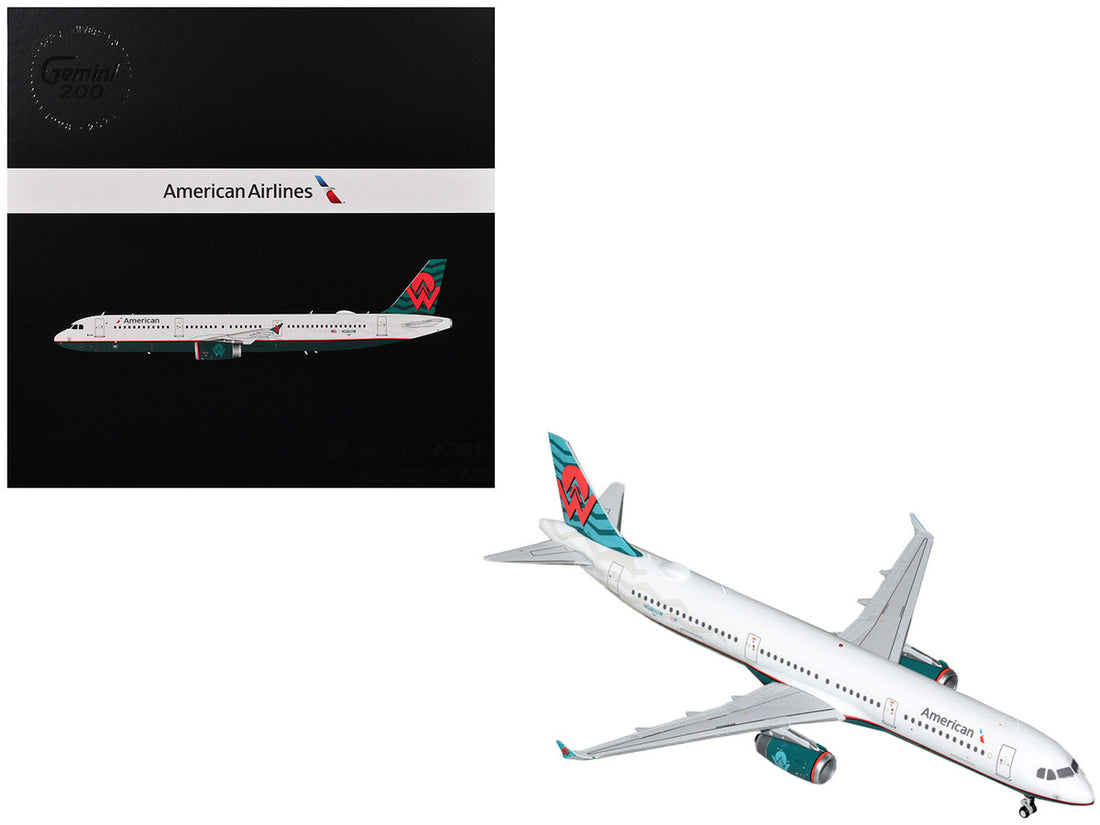Airbus A321 Commercial Aircraft "American Airlines - America West Heritage Livery" (N580UW) White with Tail Graphics "Gemini 200" Series 1/200 Diecast Model Airplane by GeminiJets-0