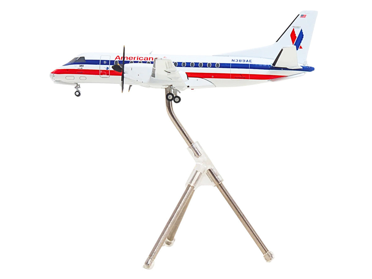 Saab 340B Commercial Aircraft "American Eagle" (N389AE) White with Red and Blue Stripes "Gemini 200" Series 1/200 Diecast Model Airplane by GeminiJets-2