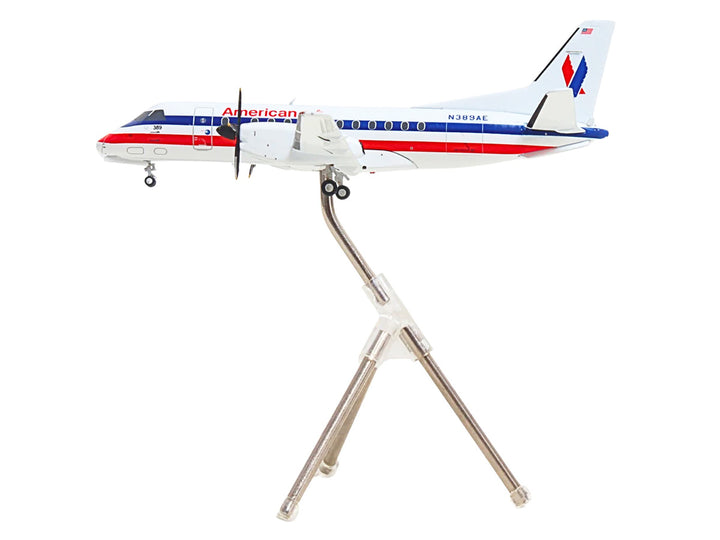 Saab 340B Commercial Aircraft "American Eagle" (N389AE) White with Red and Blue Stripes "Gemini 200" Series 1/200 Diecast Model Airplane by GeminiJets-2