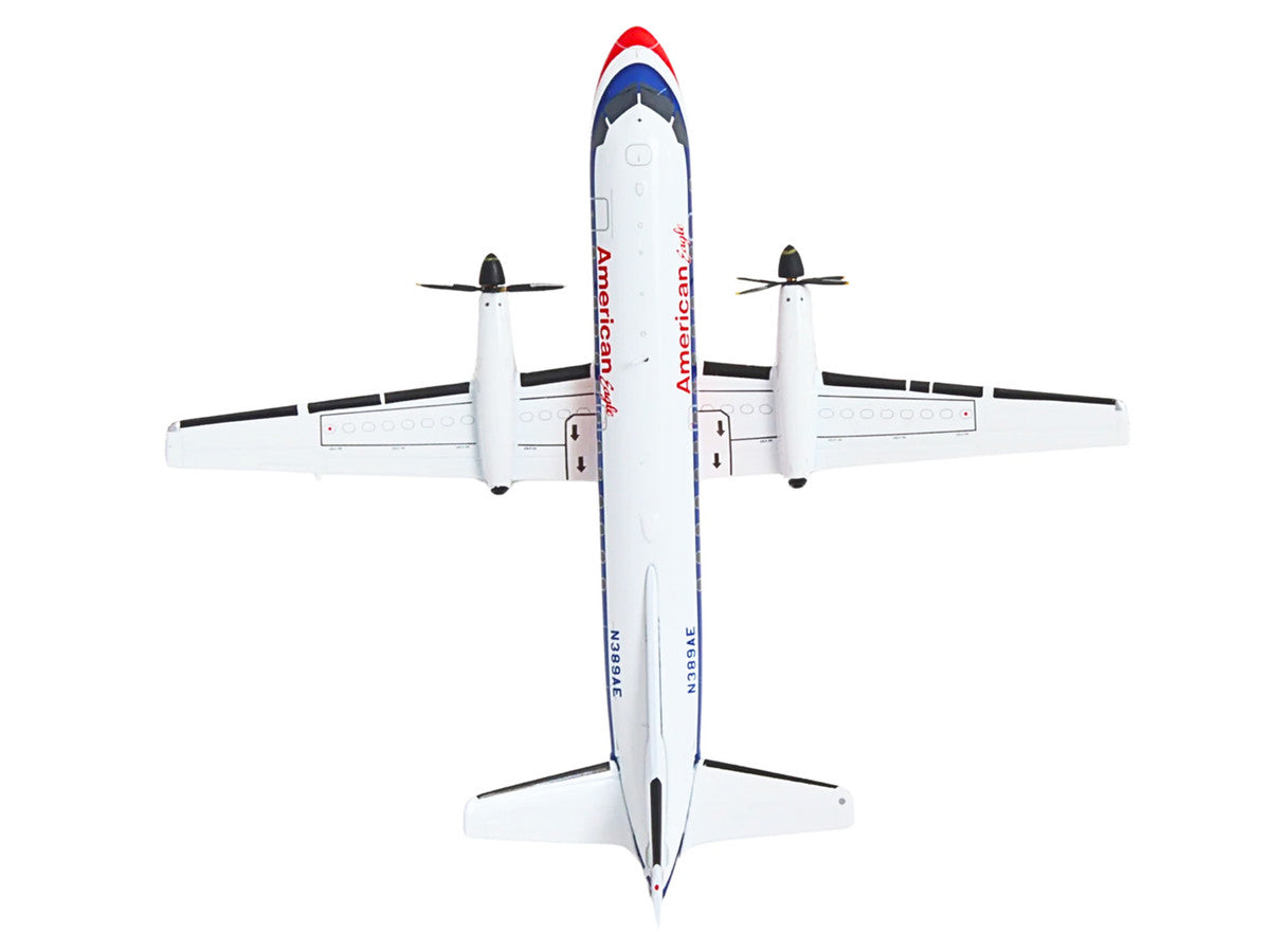 Saab 340B Commercial Aircraft "American Eagle" (N389AE) White with Red and Blue Stripes "Gemini 200" Series 1/200 Diecast Model Airplane by GeminiJets-0