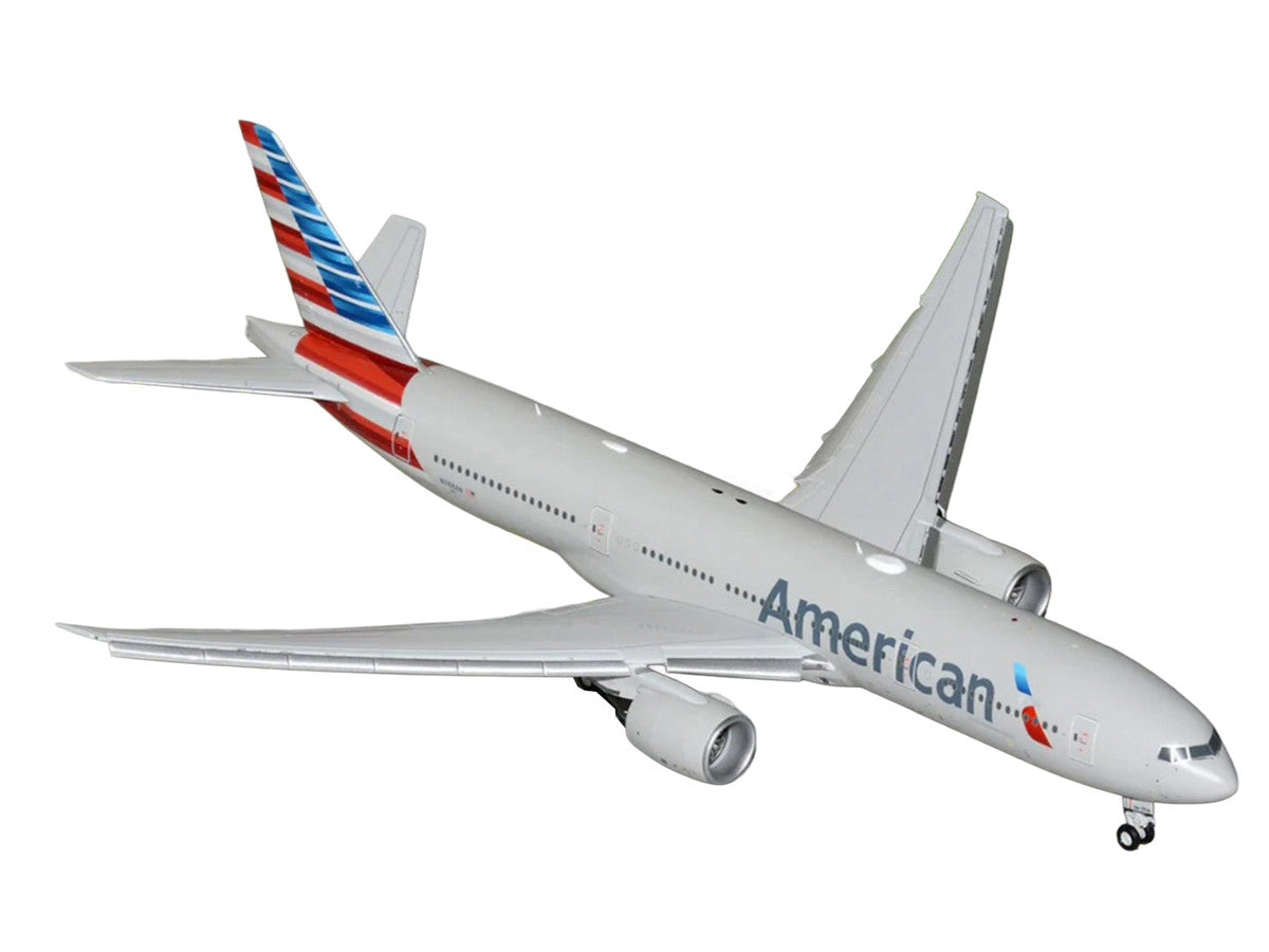 Boeing 777-200ER Commercial Aircraft with Flaps Down "American Airlines" (N788AN) Silver with Striped Tail "Gemini 200" 1/200 Diecast Model Airplane by GeminiJets-1