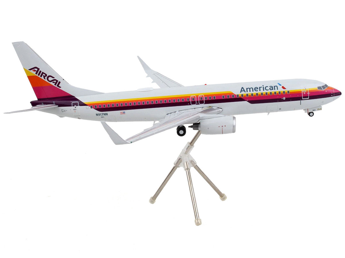 Boeing 737-800 Commercial Aircraft "American Airlines - AirCal" Gray with Stripes "Gemini 200" Series 1/200 Diecast Model Airplane by GeminiJets-1