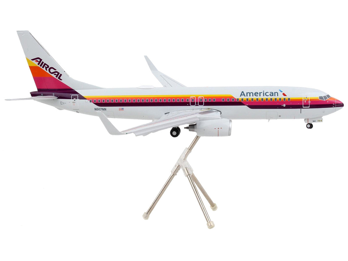Boeing 737-800 Commercial Aircraft with Flaps Down "American Airlines - AirCal" Gray with Stripes "Gemini 200" Series 1/200 Diecast Model Airplane by GeminiJets-1