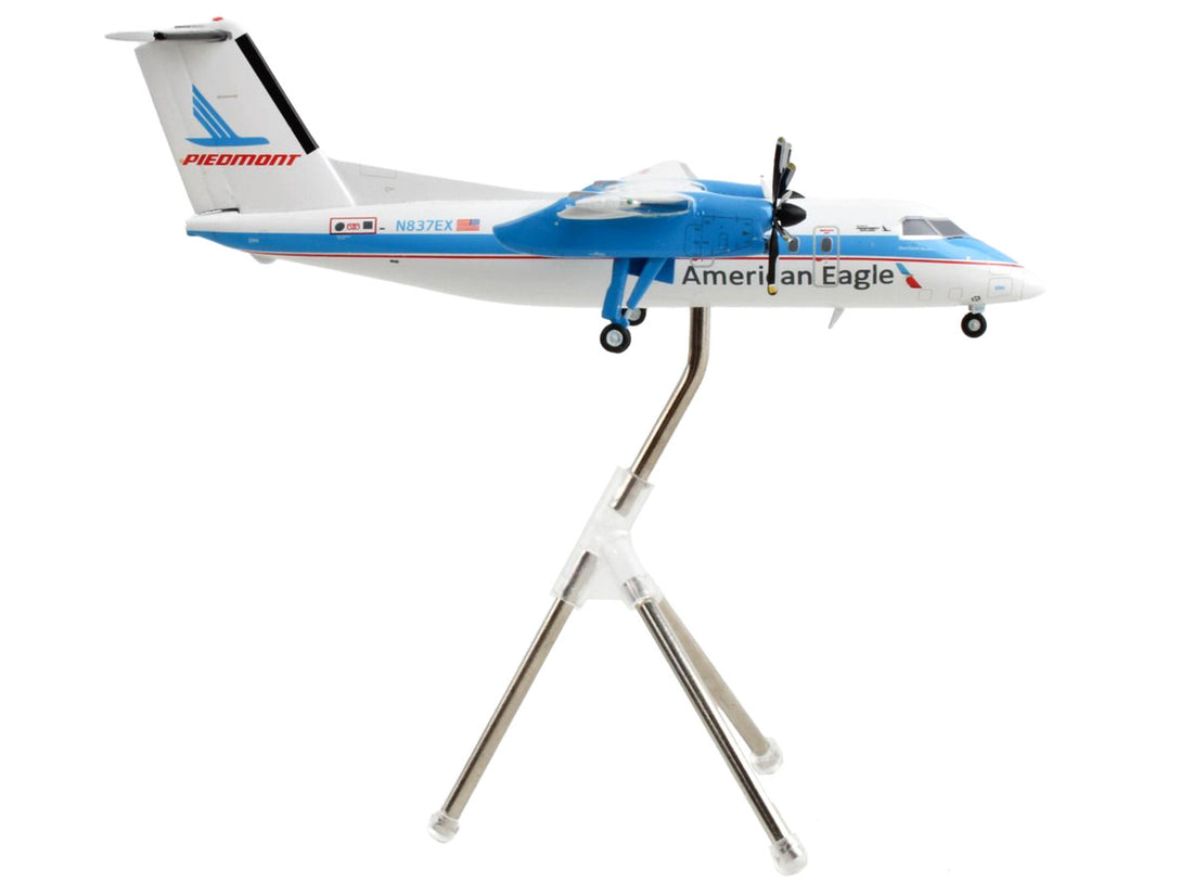 Bombardier Dash 8-100 Commercial Aircraft "American Eagle - Piedmont Airlines" White with Blue Stripes "Gemini 200" Series 1/200 Diecast Model Airplane by GeminiJets-1