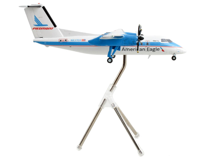 Bombardier Dash 8-100 Commercial Aircraft "American Eagle - Piedmont Airlines" White with Blue Stripes "Gemini 200" Series 1/200 Diecast Model Airplane by GeminiJets-1