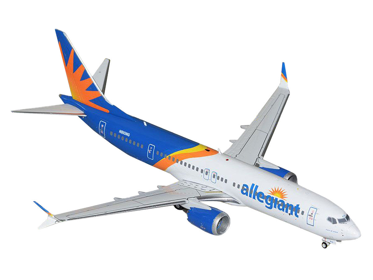 Boeing 737 MAX 8 Commercial Aircraft "Allegiant Air" (N810MG) White and Blue with Graphics "Gemini 200" Series 1/200 Diecast Model Airplane by GeminiJets-0