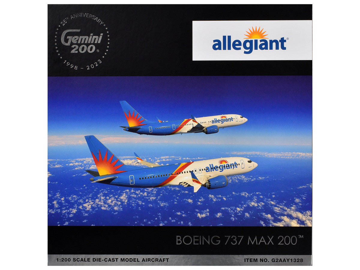 Boeing 737 MAX 8 Commercial Aircraft "Allegiant Air" (N810MG) White and Blue with Graphics "Gemini 200" Series 1/200 Diecast Model Airplane by GeminiJets-1