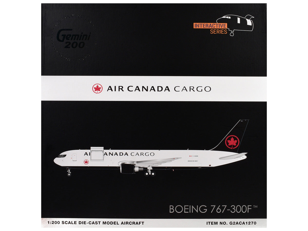Boeing 767-300F Commercial Aircraft "Air Canada Cargo" (C-GXHM) White with Black Tail "Gemini 200 - Interactive Series" 1/200 Diecast Model Airplane by GeminiJets-2