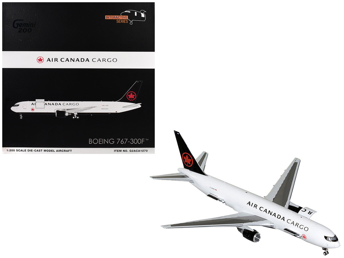 Boeing 767-300F Commercial Aircraft "Air Canada Cargo" (C-GXHM) White with Black Tail "Gemini 200 - Interactive Series" 1/200 Diecast Model Airplane by GeminiJets-0