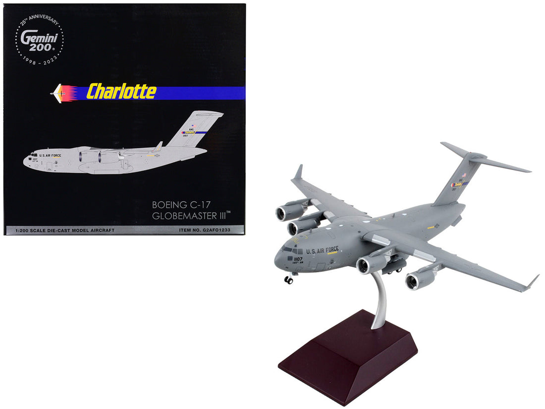 Boeing C-17 Globemaster III Transport Aircraft "North Carolina Air National Guard Charlotte ANGB" United States Air Force "Gemini 200" Series 1/200 Diecast Model Airplane by GeminiJets-0