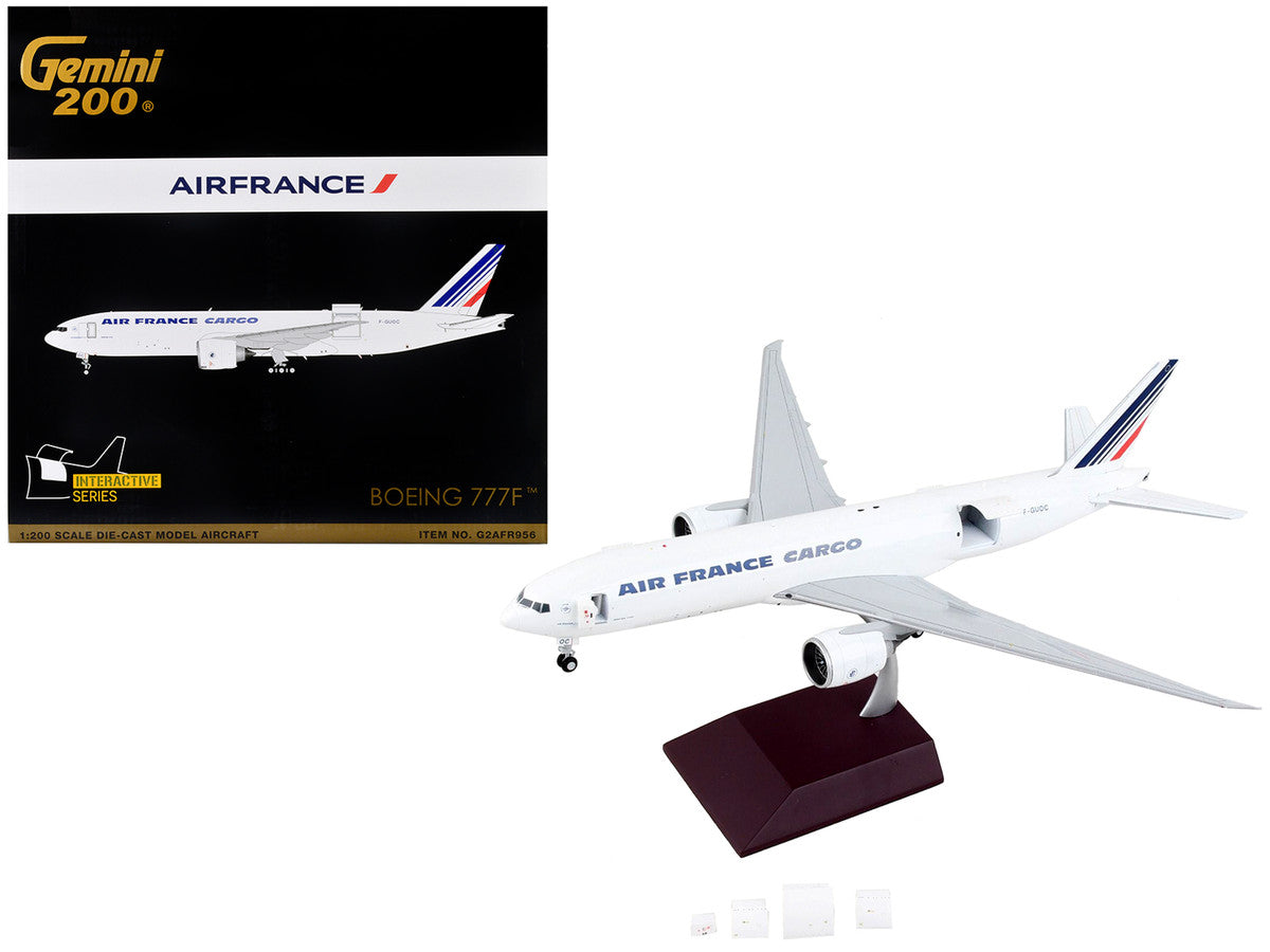 Boeing 777F Commercial Aircraft "Air France Cargo" White with Striped Tail "Gemini 200 - Interactive" Series 1/200 Diecast Model Airplane by GeminiJets-0