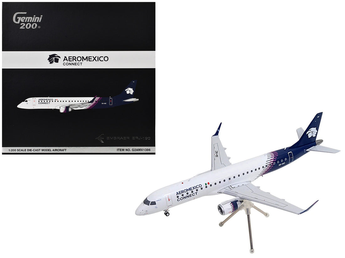Embraer ERJ-190 Commercial Aircraft "Aeromexico Connect" (XA-IAC) White with Blue Tail "Gemini 200" Series 1/200 Diecast Model Airplane by GeminiJets-4