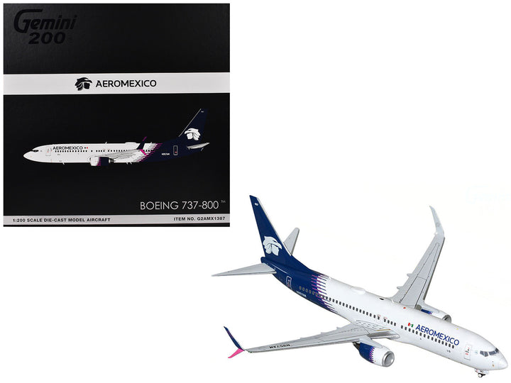 Boeing 737-800 Commercial Aircraft "AeroMexico" (N957AM) White with Dark Blue Tail "Gemini 200" Series 1/200 Diecast Model Airplane by GeminiJets-0